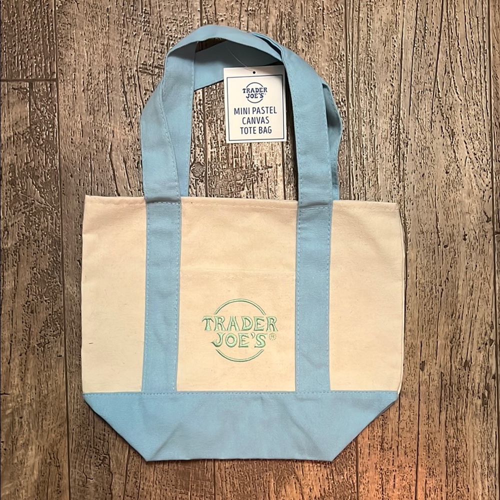 Trader Joe's Blue and Cream Canvas Tote